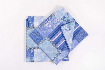Set Lenzuola in Cotone / Completo Letto Fantasia Patchwork Blu